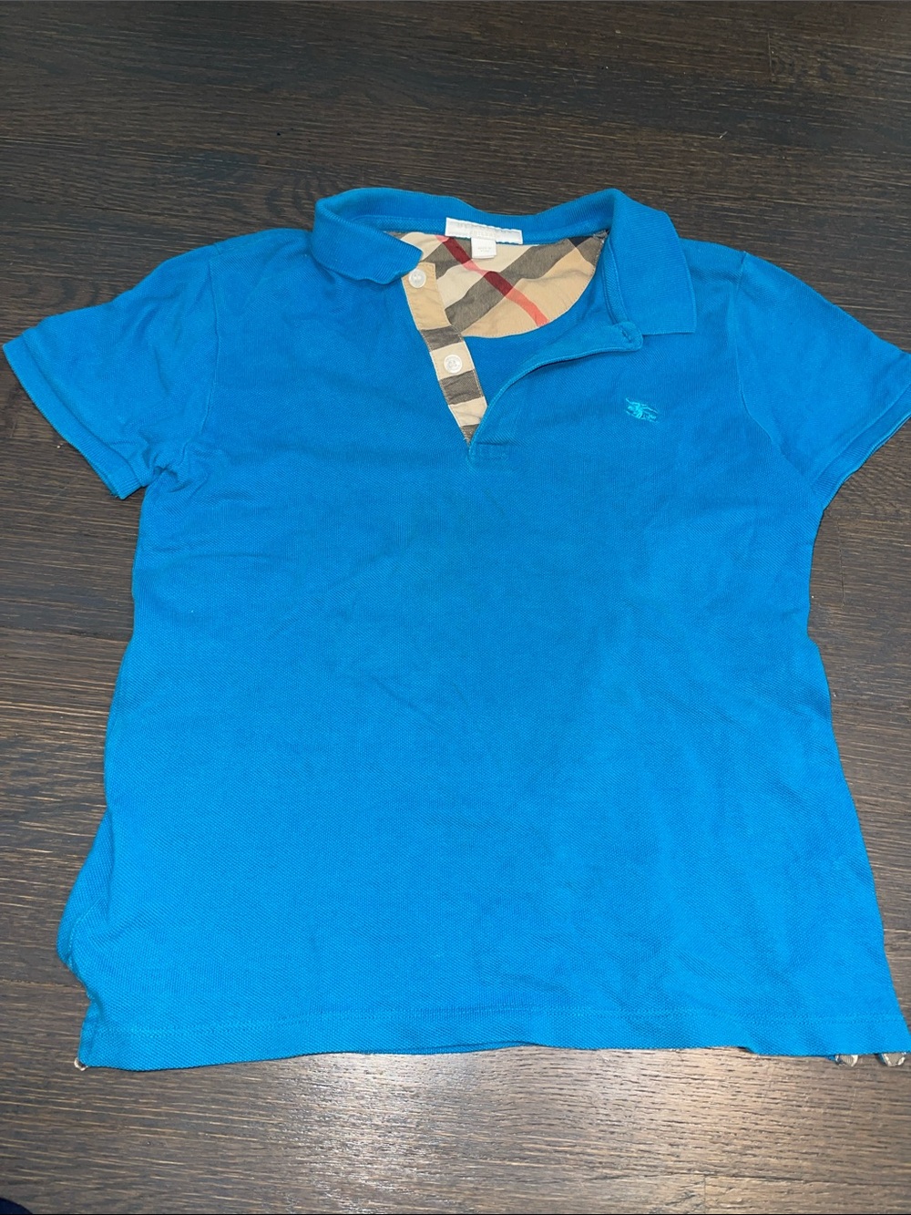Burberry Kids Turquoise Polo with Signature Check Placket